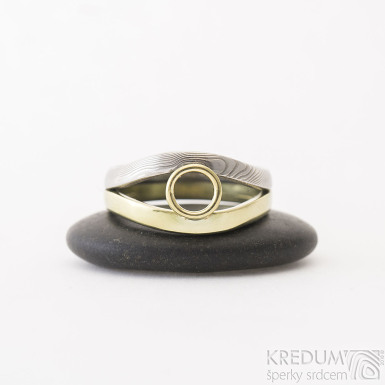 Gemini ring - Zlat prsten a damasteel - devo