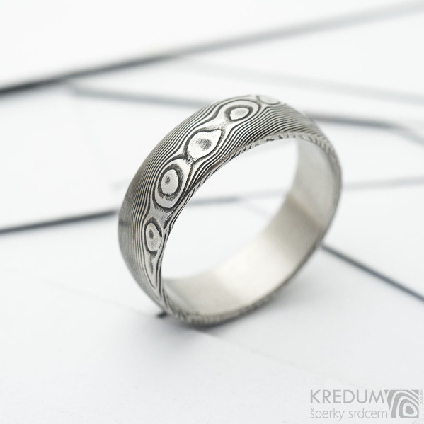 Prima devo, zatmaven - Kovan snubn prsten z nerez oceli damasteel, velikost 60 - Sk3685