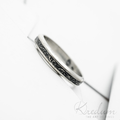 Retro snubní prsten 3 Flóra stříbro s patinou - SK3805