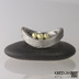 Kovaný nerezový snubní prsten damasteel - FOREVER a zlatá ozdoba, velikost 53,5