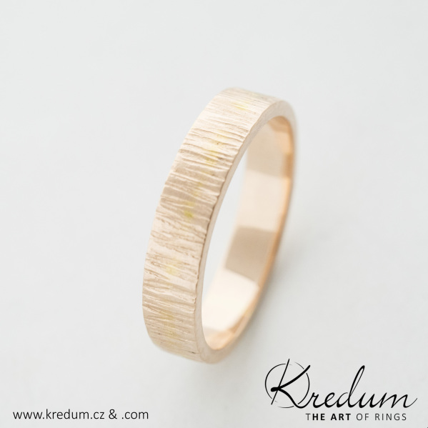 Wood gold red - zlat snubn prsten