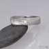 Snubn prsten damasteel - Prima, struktura devo, hrubost stedn, svtl + diamant 2,3 mm
