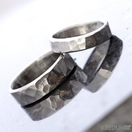 Kovaný nerezový snubní prsten - Draill line světlý, leštěný