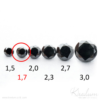 Přírodní diamant černý - průměr 1,7 mm