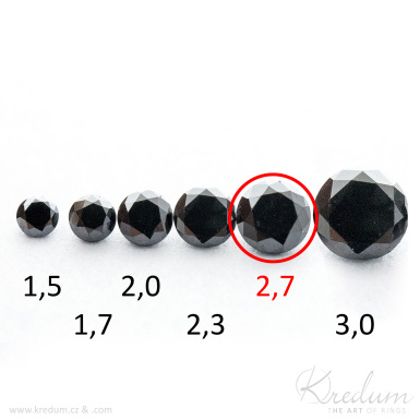 Přírodní diamant černý - průměr 2,7 mm