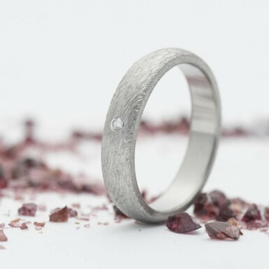 Prima nerez a čirý diamant 1,5 mm - hrubý mat - kovaný snubní prsten z nerezové oceli