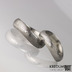 Forever - kované snubní prsteny damasteel, struktura dřevo, pánský zatmevený a světlý s čirým diamantem 1,5 mm