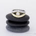 Gemini stone - zlat a damasteelov zsnubn - snubn prsten a moissanite 4 mm