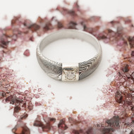 Siona Space s irm diamantem o prmru 3 mm - Damasteel prsten, SK1635