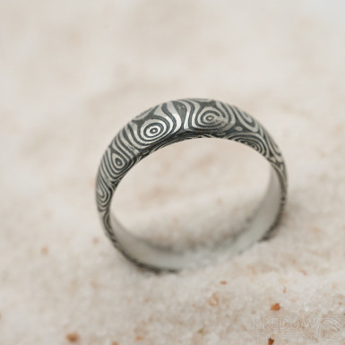 Siona damasteel - vzor koleka - kovan snubn prsten z nerezov oceli