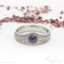 Zsnubn prsten s drahm kamenem - Krlovna damasteel, vzor koleka, zatmaven + ametyst kaboon, velikost 57, ka 7,5 mm hlava, 4,5 mm v dlani - ET 2011