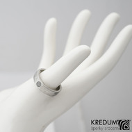 Klasik Draill a kabošon růženín 3 mm - Kovaný snubní prsten - produkt č. 1022
