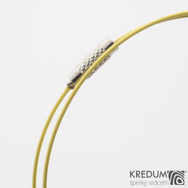 Žluté nylonové lanko s ocelovou strunou - šroubovací uzávěr