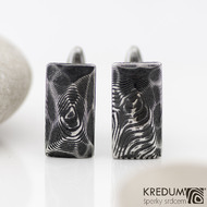 Rock - vzor devo, zatmaven - manetov knoflky z nerezov oceli damasteel