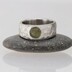 Kovaný nerezový snubní prsten - Klasik Maro s vltavínem - celková šíře 7 mm