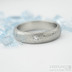 Zsnubn prsten s diamantem - Prima damasteel, struktura devo, hrubost stedn, svtl + ir diamant 2,3 mm, velikost 53, ka 4,5 mm, tlouka 2 mm, profil B - K 2095