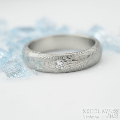 Prima damasteel a ir diamant 2,3 mm - vzor devo - kovan snubn prsten z nerezov oceli 