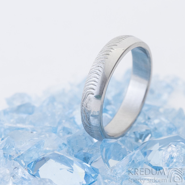 Prima Duo, kovan snubn prsten damasteel - rky - lept 75% svtl, velikost 61, ka 5, tlouka stedn, profil B - produkt SK2461