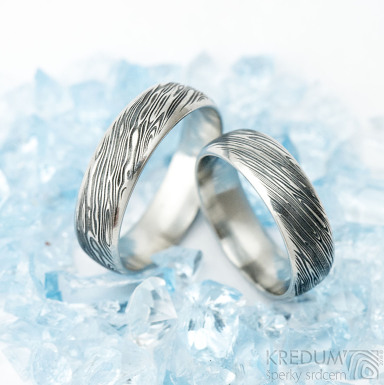 Prima line damasteel - vzor devo - kovan snubn prsten z nerezov oceli 