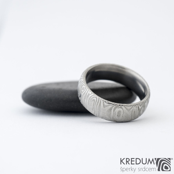 Prima kolečka - Kovaný snubní prsten z oceli damasteel, SK1280