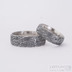 Snubní prsteny Prima damasteel, voda, lept hrubý tmavý, profil A+CF, dámský 6 mm, pánský 7 mm