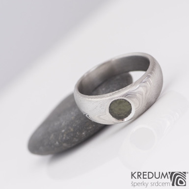 Greeneli - Kovan prsten damasteel s vltavnem, S2183