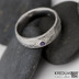 Natura a broušený ametyst do stříbra - snubní prsten kovaná nerezová ocel damasteel, produkt č. 821