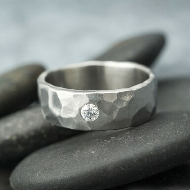 Siona Natura nerez a číry diamant 2,7 mm - matný - kovaný snubný prsteň z chirurgickej ocele