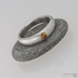 Prima a jantar, čárky - Snubní prsten nerezová ocel damasteel, S1490