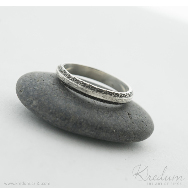 Retro snubn prsten 2 Vlnky stbro s patinou - SK3804