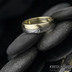 Columba yellow - Zlatý snubní prsten a damasteel, dřevo