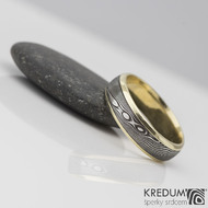 Kasiopea yellow - Zlat snubn prsten a damasteel devo, vel. 58