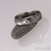 PRIMA a černý diamant 1,7 mm - dřevo - Snubní prsten kovaná nerezová ocel damasteel, S1162