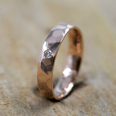 Rock gold red a diamant 2 mm - leskl - zlat snubn prsten 