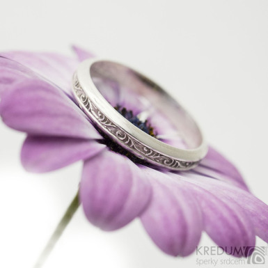 Retro snubný prsteň strieborný - 3 Flóra