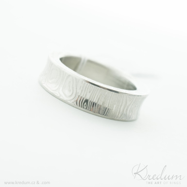 Collium - Kovan snubn prsten se lbkem, ocel damasteel - koleka - V4917