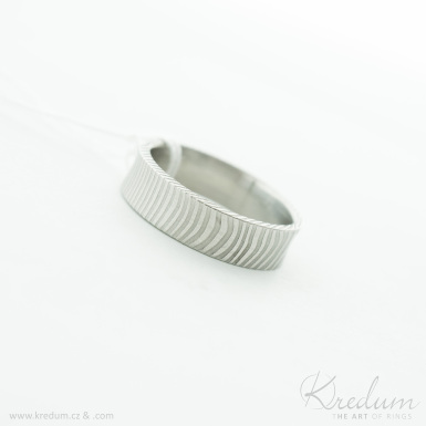 Collium - Kovan snubn prsten se lbkem, ocel damasteel - rky - V4918