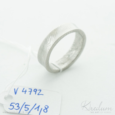 Collium - devo - Kovan snubn prsten se lbkem,ocel damasteel, V4792