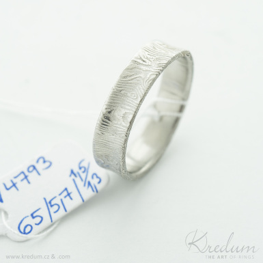 Collium - Kovan snubn prsten se lbkem, ocel damasteel - koleka - V4793
