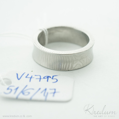 Collium - Kovan snubn prsten se lbkem,  ocel damasteel - rky - V4795