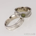 Zásnubní prsten z ocele damasteel - Víla vod a vltavín - natural